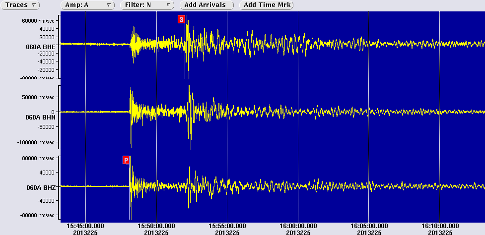 3 components recorded by 060A, the closest USArray station to the event Latest monthly deployment map