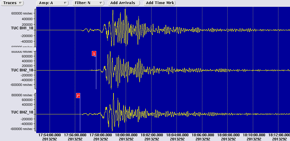 3 components recorded by TUC, the closest USArray station to the event Latest monthly deployment map