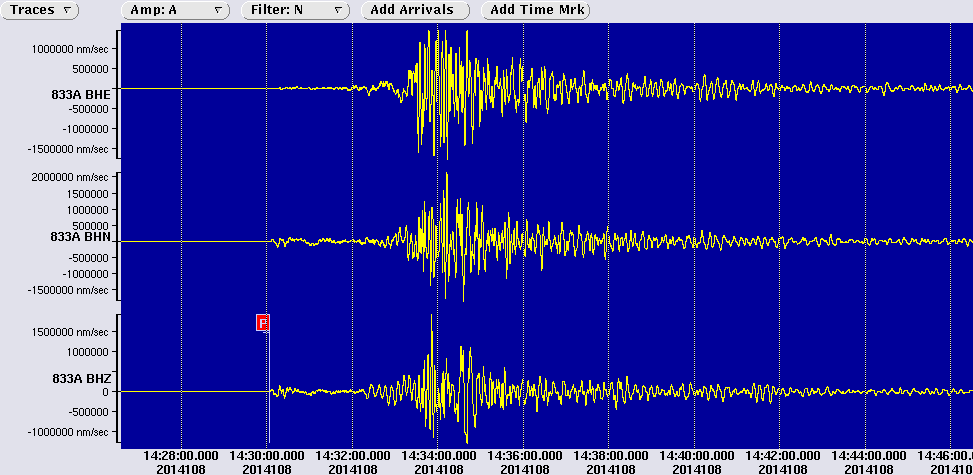 3 components recorded by 833A, the closest USArray station to the event Latest monthly deployment map